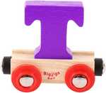 Bigjigs Rail Wagon hölzerne Eisenbahnschienen – Buchstabe T