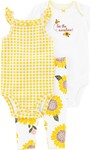 CARTER'S 3-teiliges Leggings-Set, Body Cr. Ärmel, Schultergurte Gelbes Sonnenblumenmädchen 18m