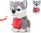 Husky 22cm plyšový sediaci so šálom na batérie so zvukom