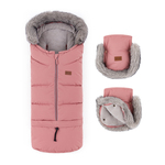 PETITE&amp;MARS Ensemble de sac d'hiver Arctic 4en1 + gants pour poussette Furry Old Rose