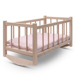 Pătuț-leagăn din lemn pentru păpuși cu lenjerie Baby Mix