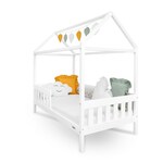 Kinderbett Haus mit Geländer und Lattenrost New Baby CASTELLO 180x90 cm weiß