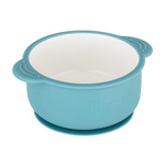 PETITE&amp;MARS Bol ceramic cu înveliș din silicon Teal Blue