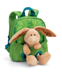 NICI Rucksack 21x26cm mit Plüschtier Hase 25cm, grün