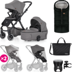 PETITE&amp;MARS Kočík kombinovaný ICON 2V1 Dove Grey XXL AIR