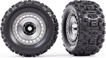 Traxxas koleso 3.8", pneu Sledgehammer, disk polomatne chrómovaný s pokrievkou (2)