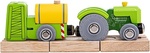 Bigjigs Rail Traktor s vlečkou zelený